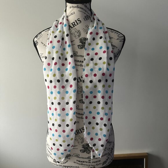 Colorful Polka Dot Lightweight Scarf – White with Multicolor Dots - Picture 1 of 1